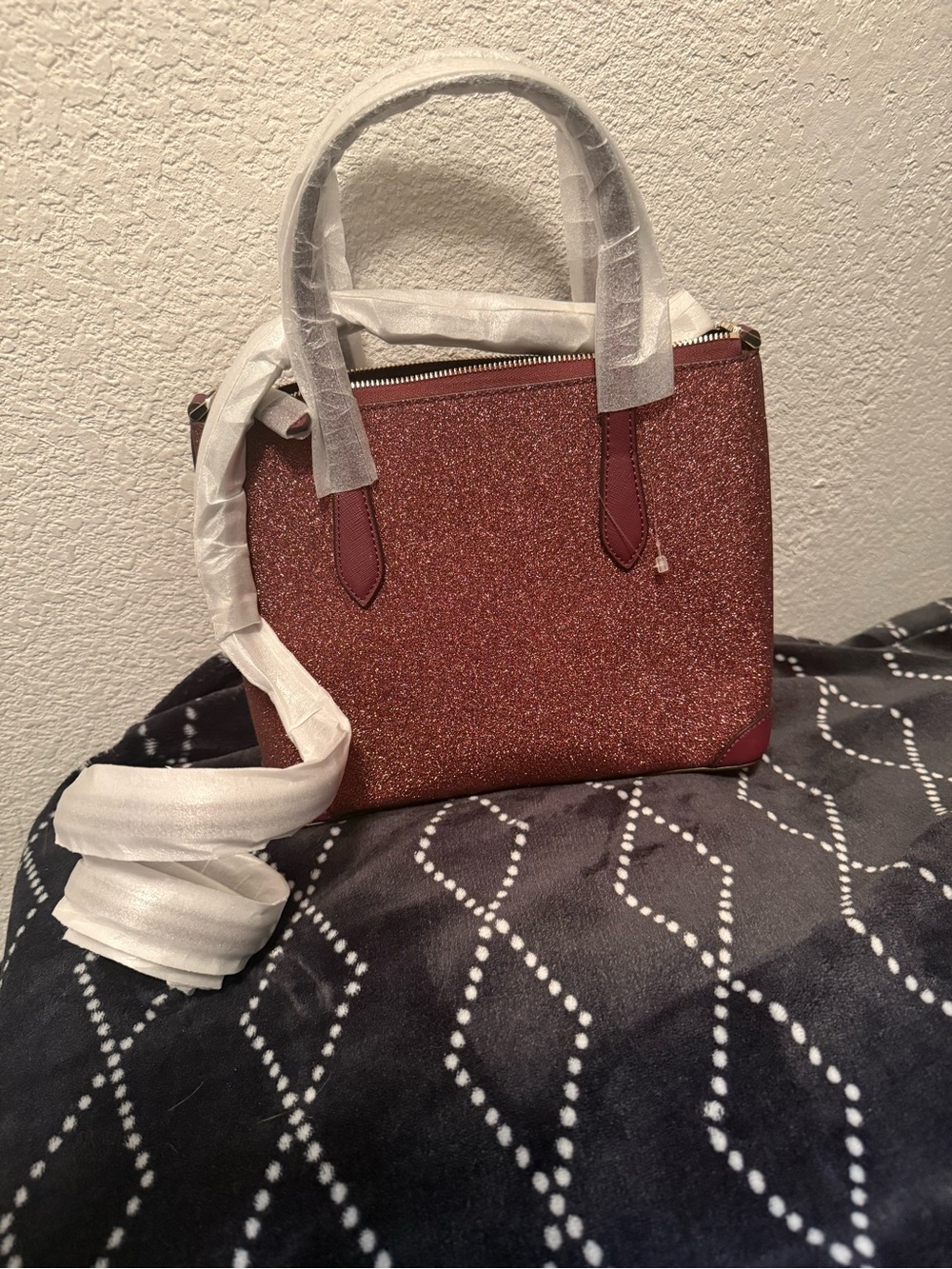kate spade glitter satchel in burgundy - Picture 2 of 3